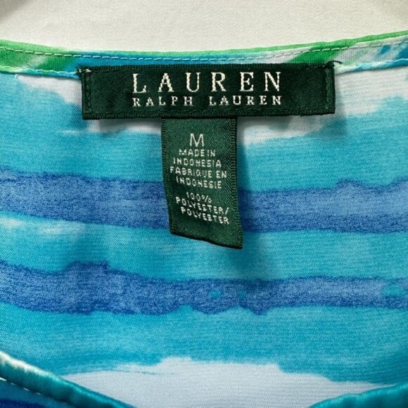 Ralph Lauren Blue Green Silk Tunic Long Sleeve Top, M - Picture 7 of 12